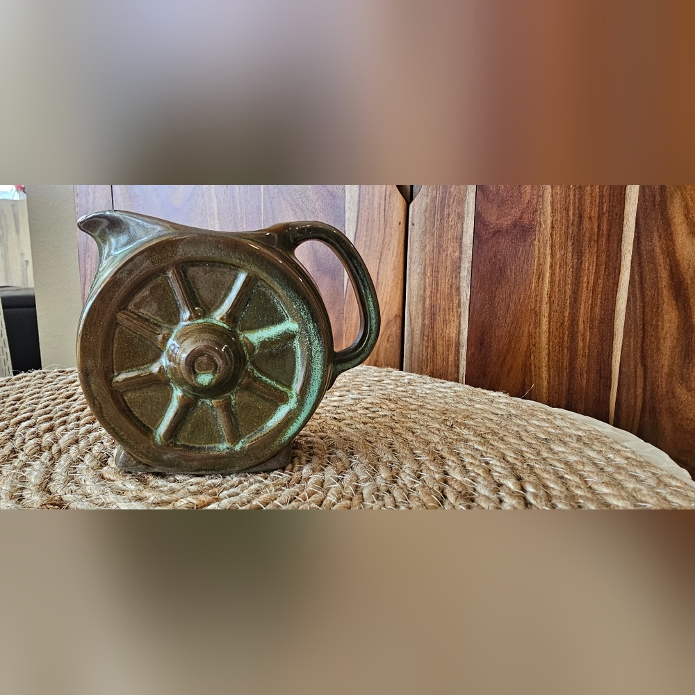 Vintage Frankoma Pottery Wagon Wheel Design Small Ceramic Pitcher